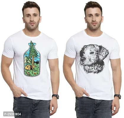 Reliable White Polycotton Printed T-Shirt For Men Pack Of 2