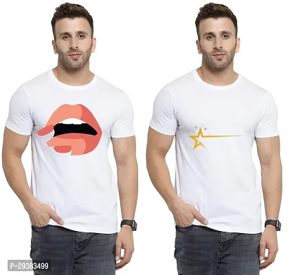 Reliable White Polycotton Printed T-Shirt For Men Pack Of 2-thumb0