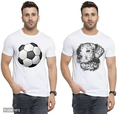 Comfortable White Polycotton Tees For Men Pack Of 2