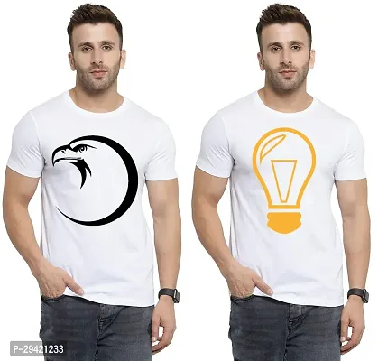 Stylish White Polycotton T-Shirt For Men Pack Of 2-thumb0