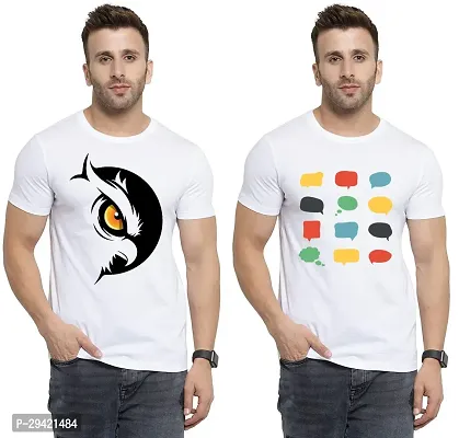 Stylish White Polycotton T-Shirt For Men Pack Of 2