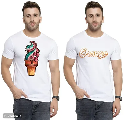 Stylish White Polycotton T-Shirt For Men Pack Of 2