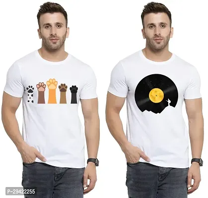 Stylish White Polycotton T-Shirt For Men Pack Of 2