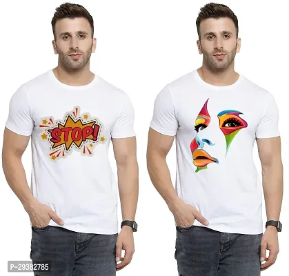 Reliable White Polycotton Printed T-Shirt For Men Pack Of 2-thumb0