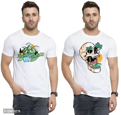 Comfortable White Polycotton Tees For Men Pack Of 2