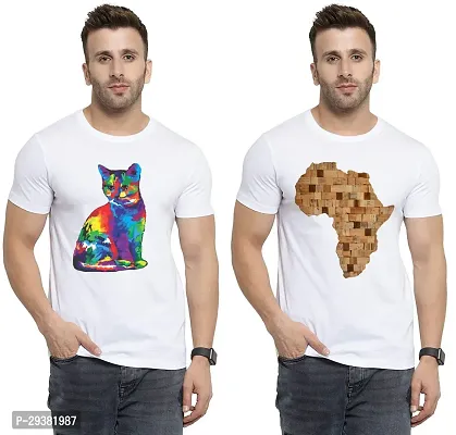 Reliable White Polycotton Printed T-Shirt For Men Pack Of 2-thumb0