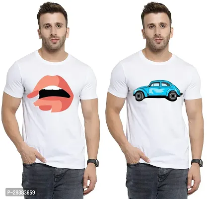 Reliable White Polycotton Printed T-Shirt For Men Pack Of 2-thumb0