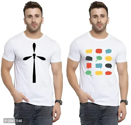 Comfortable White Polycotton Tees For Men Pack Of 2