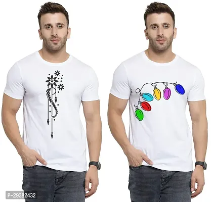 Reliable White Polycotton Printed T-Shirt For Men Pack Of 2-thumb0