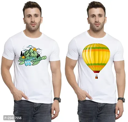 Comfortable White Polycotton Tees For Men Pack Of 2