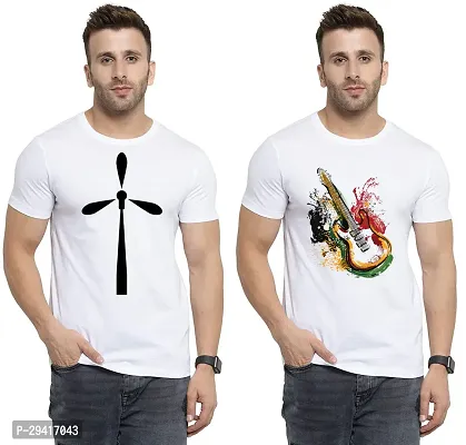 Comfortable White Polycotton Tees For Men Pack Of 2