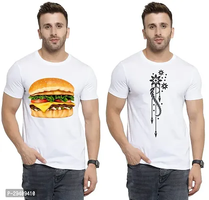 Comfortable White Polycotton Tees For Men Pack Of 2