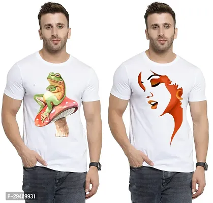 Comfortable White Polycotton Tees For Men Pack Of 2