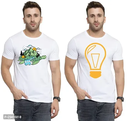 Comfortable White Polycotton Tees For Men Pack Of 2-thumb0