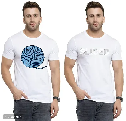 Comfortable White Polycotton Tees For Men Pack Of 2