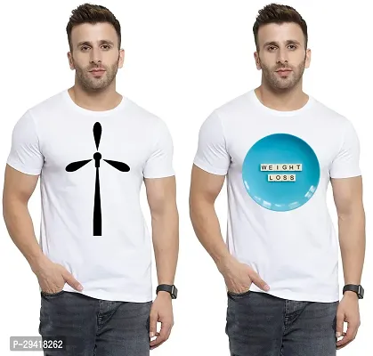 Comfortable White Polycotton Tees For Men Pack Of 2