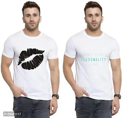 Stylish White Polycotton T-Shirt For Men Pack Of 2-thumb0