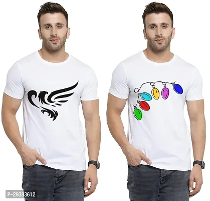 Reliable White Polycotton Printed T-Shirt For Men Pack Of 2-thumb0