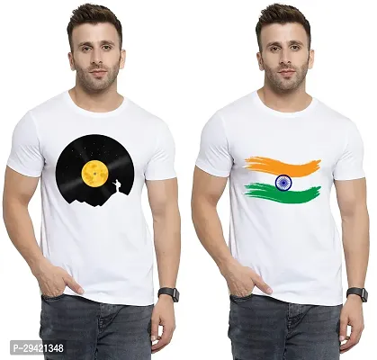 Stylish White Polycotton T-Shirt For Men Pack Of 2