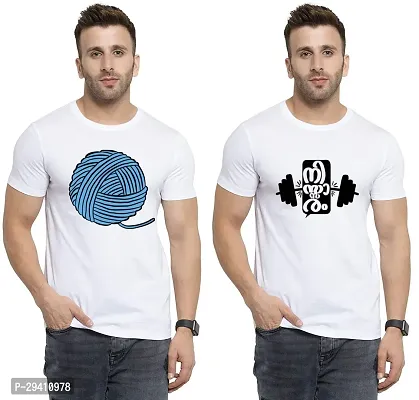 Comfortable White Polycotton Tees For Men Pack Of 2