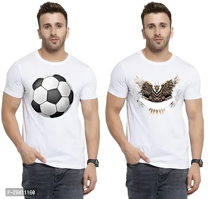 Comfortable White Polycotton Tees For Men Pack Of 2