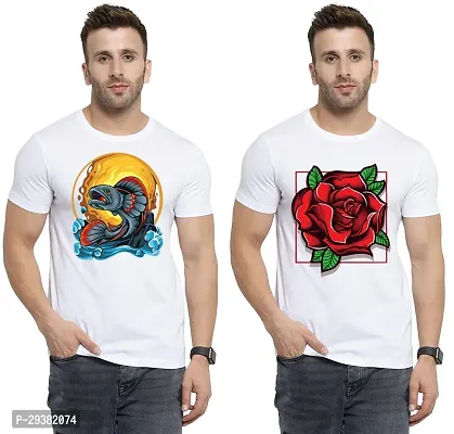 Reliable White Polycotton Printed T-Shirt For Men Pack Of 2-thumb0