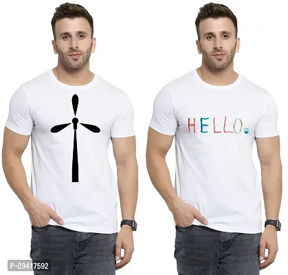 Comfortable White Polycotton Tees For Men Pack Of 2