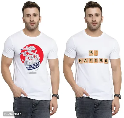 Comfortable White Polycotton Tees For Men Pack Of 2