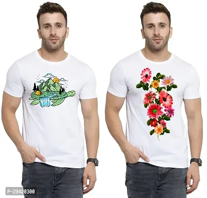 Stylish White Polycotton T-Shirt For Men Pack Of 2-thumb0