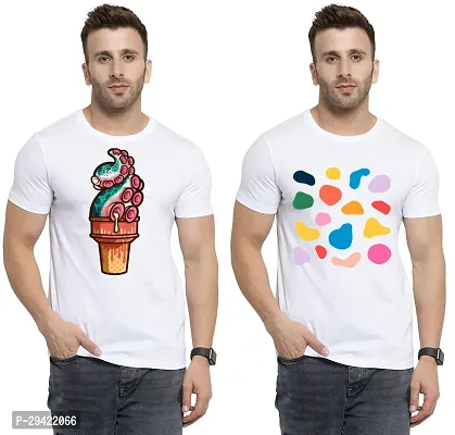 Stylish White Polycotton T-Shirt For Men Pack Of 2-thumb0