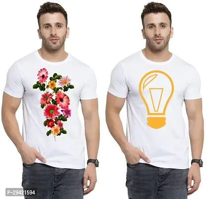 Stylish White Polycotton T-Shirt For Men Pack Of 2-thumb0