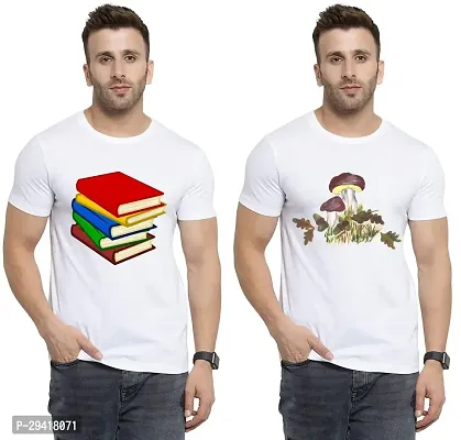 Stylish White Polycotton T-Shirt For Men Pack Of 2-thumb0