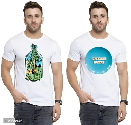 Reliable White Polycotton Printed T-Shirt For Men Pack Of 2-thumb0