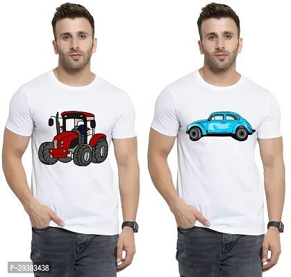 Reliable White Polycotton Printed T-Shirt For Men Pack Of 2