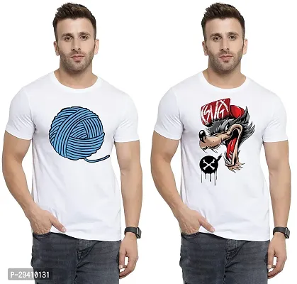 Comfortable White Polycotton Tees For Men Pack Of 2