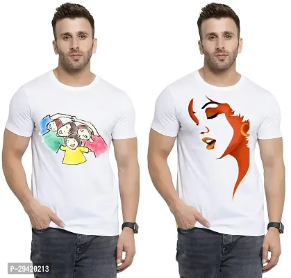 Stylish White Polycotton T-Shirt For Men Pack Of 2