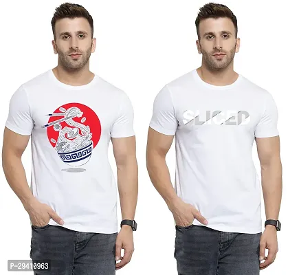 Comfortable White Polycotton Tees For Men Pack Of 2