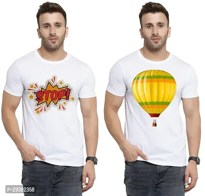 Reliable White Polycotton Printed T-Shirt For Men Pack Of 2-thumb0