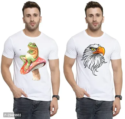 Comfortable White Polycotton Tees For Men Pack Of 2