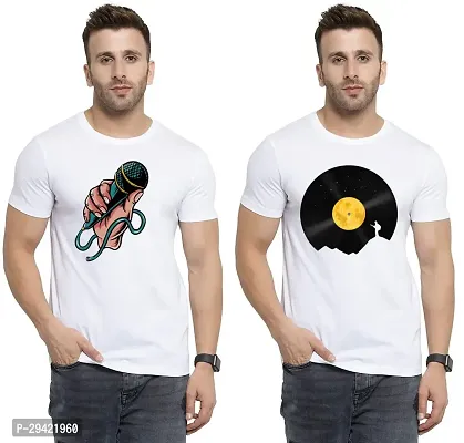 Stylish White Polycotton T-Shirt For Men Pack Of 2