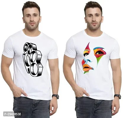 Stylish White Polycotton T-Shirt For Men Pack Of 2-thumb0