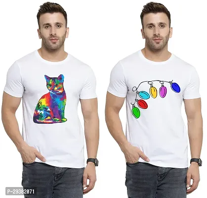 Reliable White Polycotton Printed T-Shirt For Men Pack Of 2