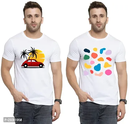 Reliable White Polycotton Printed T-Shirt For Men Pack Of 2-thumb0