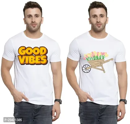 Stylish White Polycotton T-Shirt For Men Pack Of 2