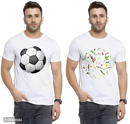 Comfortable White Polycotton Tees For Men Pack Of 2