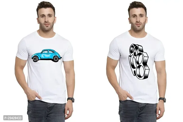 Stylish White Polycotton T-Shirt For Men Pack Of 2