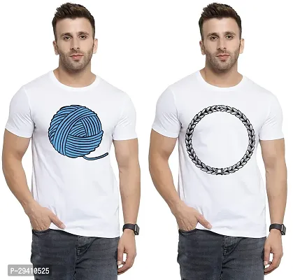 Comfortable White Polycotton Tees For Men Pack Of 2