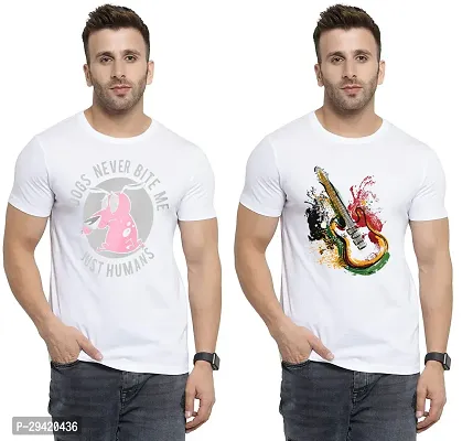 Stylish White Polycotton T-Shirt For Men Pack Of 2-thumb0