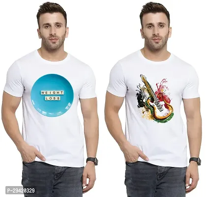 Stylish White Polycotton T-Shirt For Men Pack Of 2-thumb0