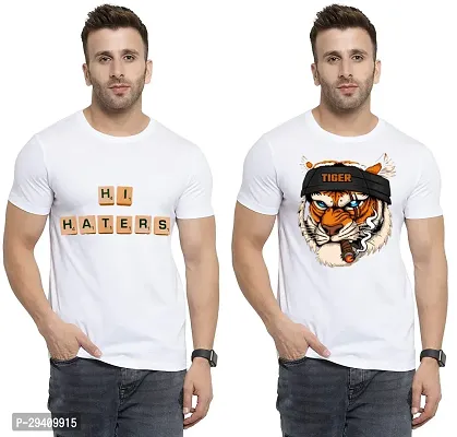 Comfortable White Polycotton Tees For Men Pack Of 2